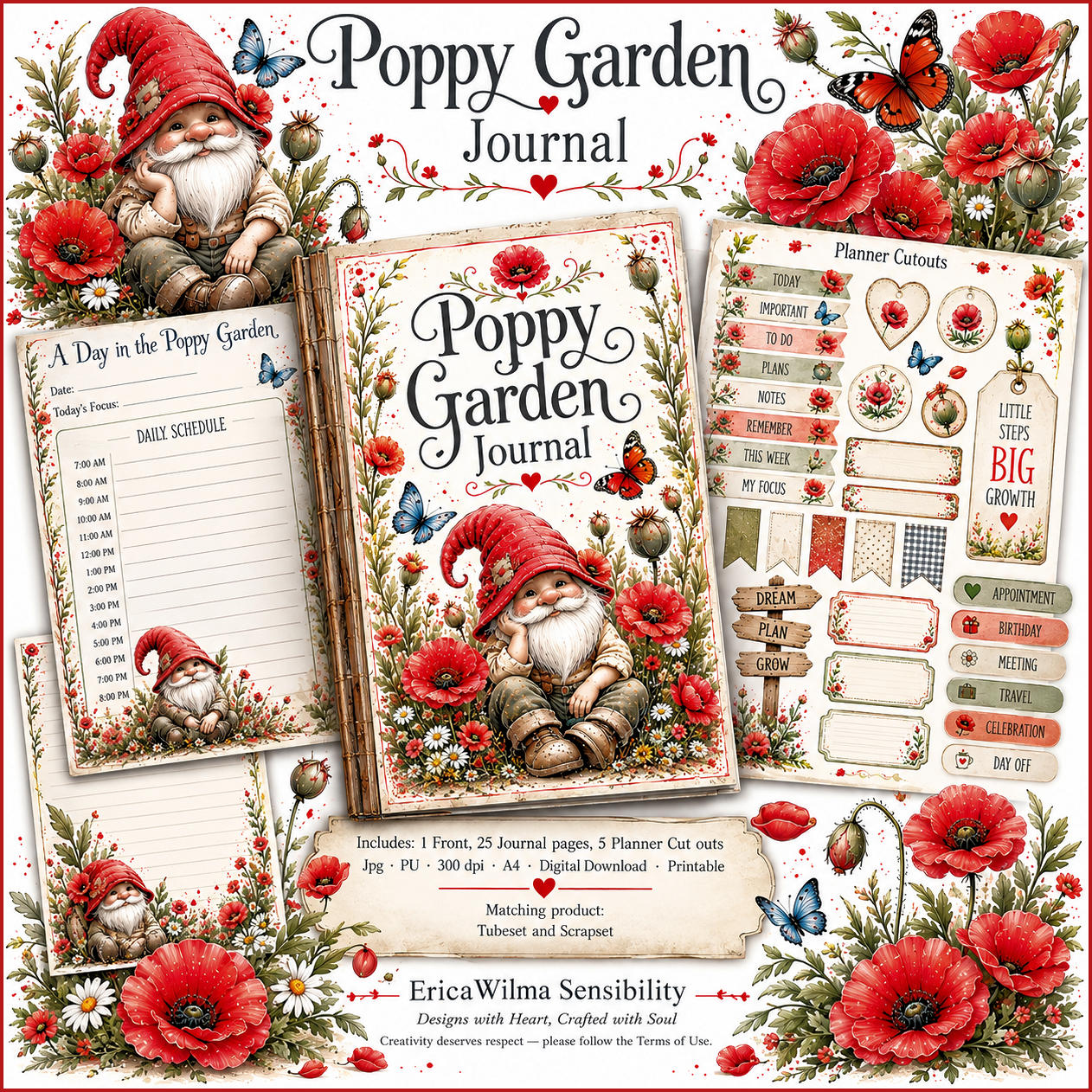 (image for) EW AI Poppy Garden - Journaling Planner 2026